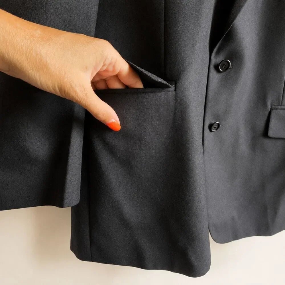 Alexandre London Savile Row Blazer Jacket 46R Black Pure New Wool 2 Button